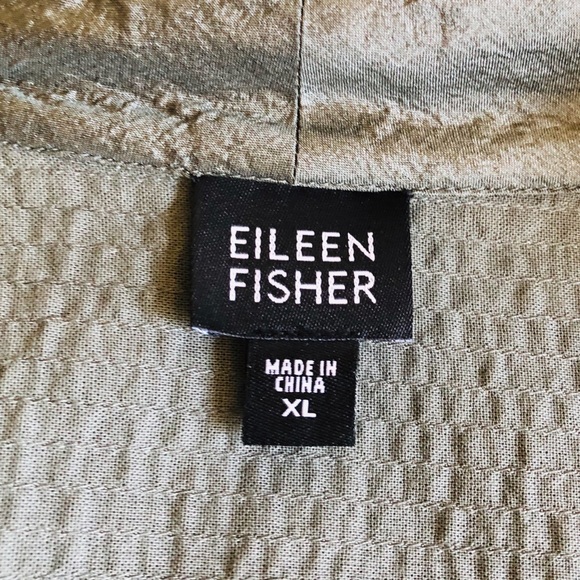 Eileen Fisher Olive Green Tussah Silk Blazer - Picture 6 of 8